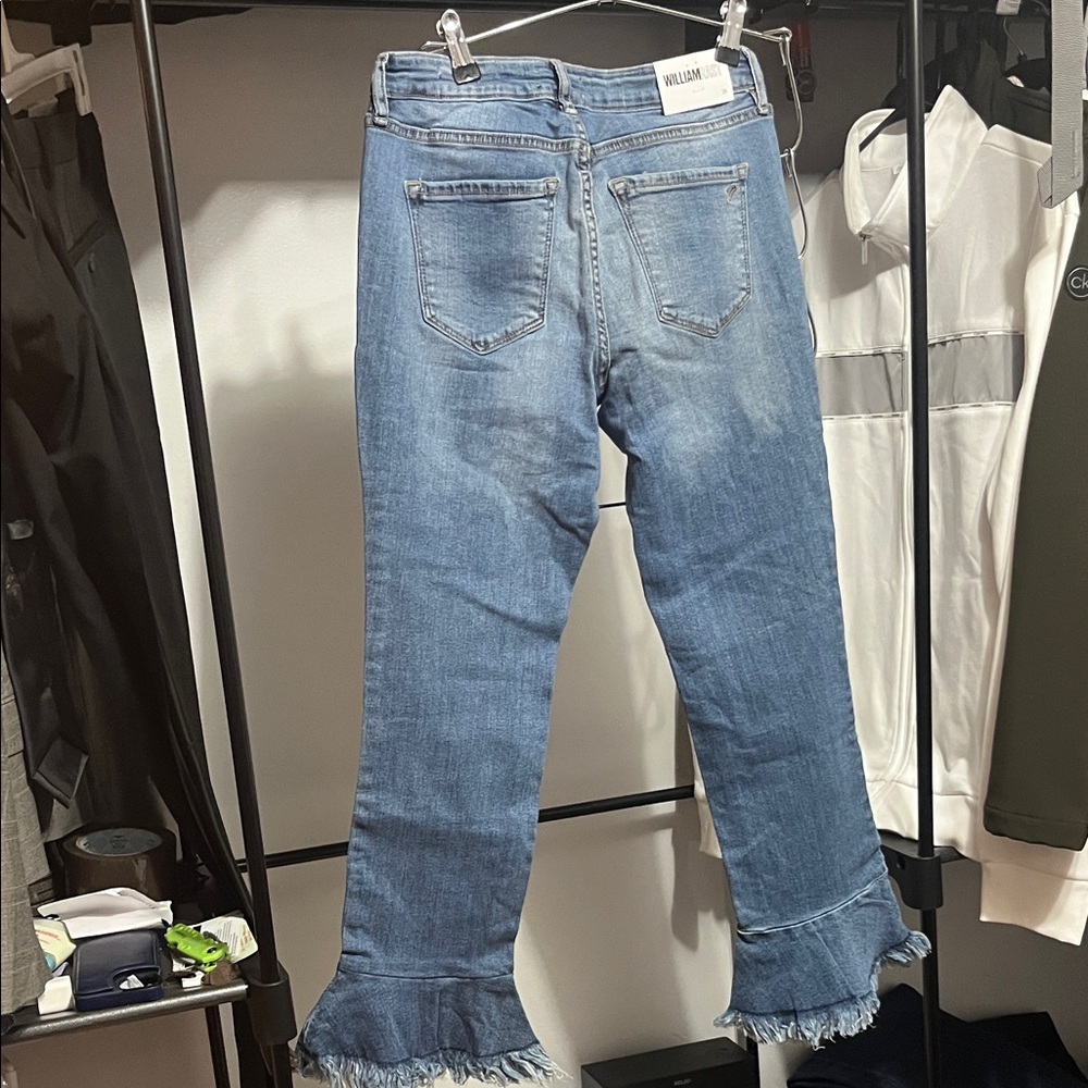William Rast Blue Flare Jeans with Frayed Hem - Picture 11 of 11